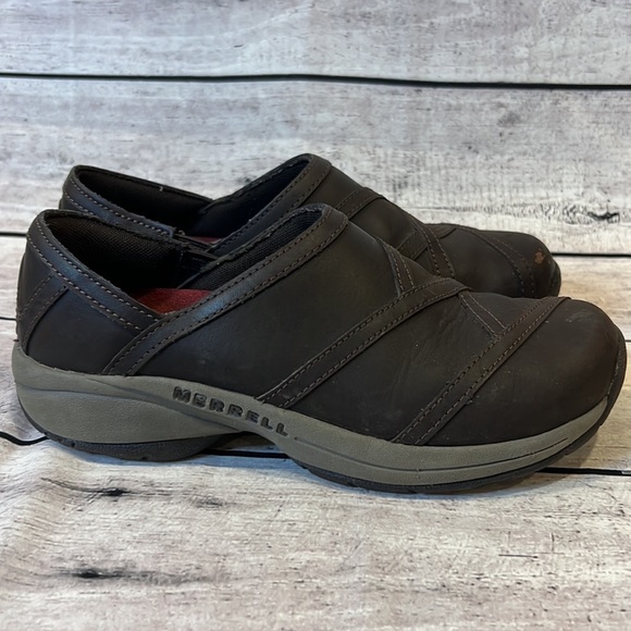 Merrell Jovilee Lattice Leather Slip On Clogs Espresso Size 7 - Picture 4 of 7